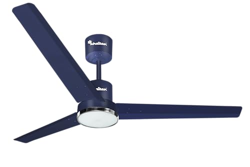 Image of Khaitan Airwave Underlight- 1200mm BLDC Ceiling Fan with Remote | 5 Star Rated | Durable & Long-lasting | Energy Saving | 3-Years Warranty | Pack of 1 | Matt Blue