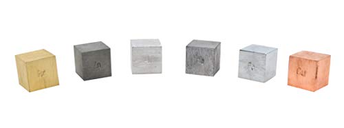 Image of EISCO Density Cubes Set - Includes 6 Metals - Brass, Lead, Iron, Copper, Aluminum, Zinc - 0.8 inch (20mm) Sides - for use with Density, Specific Gravity Activities