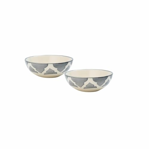 Image of Dip Dipping Simple Ceramic Bowls for Everyday Meals - Perfect for Breakfast, Smoothie Bowls, Veggies, Soups, Pasta, Snacks, Rice, Fruit, Ice Cream, Salad, Oats, Dessert (Grey, Set of 2)