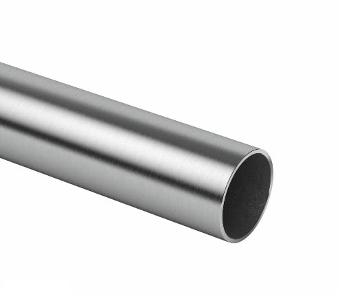 Sellon24® Tubo redondo de acero inoxidable V2A, diámetro 42,4 x 2,0 mm, tubo K320, barandilla de 100-200 cm (200 cm) Cover