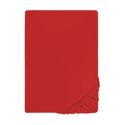 CAMRY Spannbettlaken 90x200 - 100x200 cm, Baumwolle Jersey Spannbetttuch Bettlaken, Rot, Oeko-Tex Standard 100 5 biberna 0077144 Spannbetttuch Feinjersey (Matratzenhöhe max. 22 cm), gekämmte Baumwolle, superweich 1x 90x190 cm > 100x200 cm rot