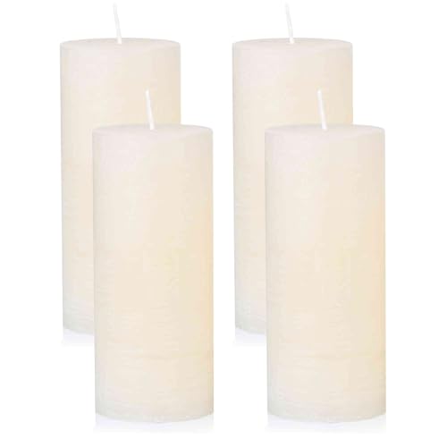 NKlaus Velas de Adviento rústicas, juego de 4 unidades, 6 x 14 cm de diámetro, velas de cera para decoración de Navidad, corona de Adviento y decoración de mesa, larga duración de combustión y diseño