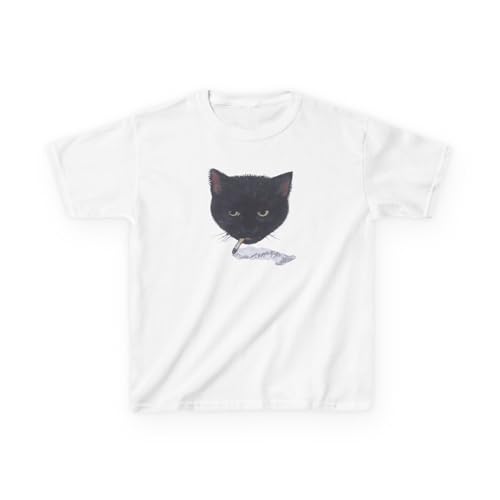 Black Cat Smoking Baby Tee, Cat Lovers Gift, 2000s Cat