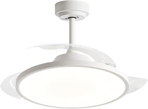 CLICLED Ventilatore Da Soffitto con Luce e Telecomando 4 Pale Retrattili a Scomparsa 120W Plafoniera...