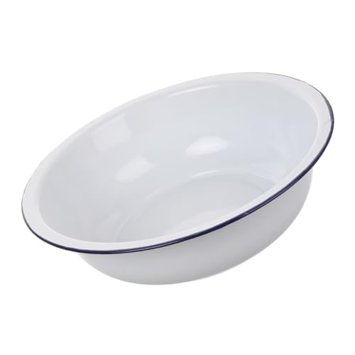 Zerodeko Palangana Esmaltada Vintage 28 Cm Blanca, Cuenco Redondo De Metal Esmaltado, Resistente a Altas Temperaturas, Para Cocina y Lavado, Tazón Multiuso Para Mezclar y Servir
