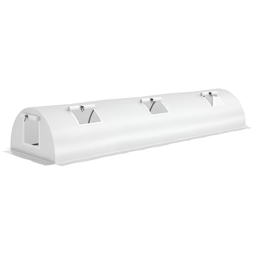 Outsunny Serre avec fenêtre à enroulement et toit arrondi, résistante à l'hiver Serre en film d'acier hydrofuge pour balcon Serre à tomates avec protection UV 300x80x45cm Serre à tomates pour légumes,