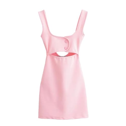 Women's Elastic Hollow Dress, Square Neck Sleeveless Suspender Casual Short Skirt