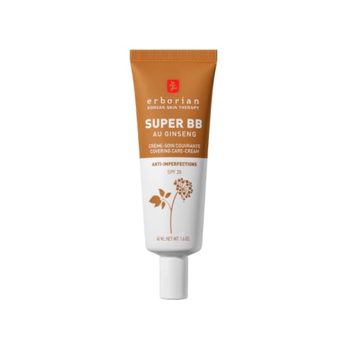 Erborian Super BB - Getönte Tagescreme, Pflegt & Bekämpft Unreinheiten - Koreanische Pflege mit Ginseng & Niacinamid - Hohe Deckkraft - Karamell - 40 ml