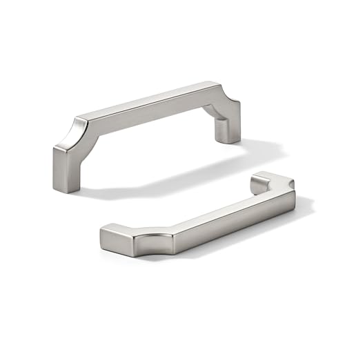 khtumeware 10-Pack 3-1/2 Inch Square Brushed Satin Nickel Cabinet Pulls, Solid Zinc Alloy Heavy-Duty Handles for Kitchen/Bathroom Cabinets, Drawers & Cupboards (3-1/2 Inch Center to Center) by khtumeware - Used condition - US$31.43