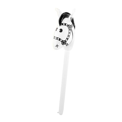 Menolana Hobby Horse Stick Toy Blowing up Stick Toy for Kids, Horse Themed Birthday Party, White Head