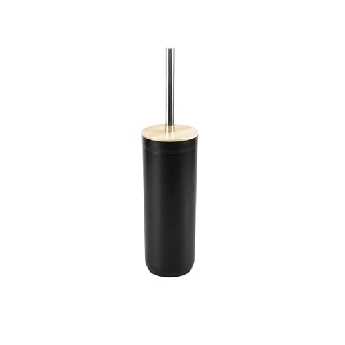 D,casa - Set Accesorios Baño de Bambú Negro Estilo Factory - Escobillero