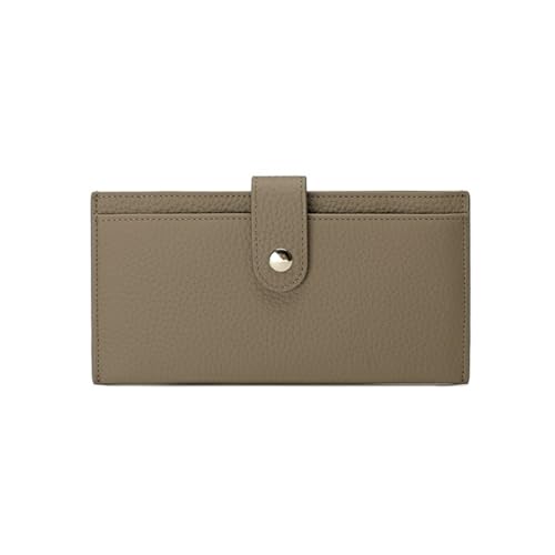 Genuine leather women's wallet with 6 card slots and leather ultra-thin long clip with independent coin pocket on the outside