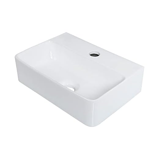 Ibergrif M41101, Lavabo Lave Main Blanc Rectangulaire en Céramique Suspendu pour Salle de Bains et WC