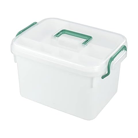 Dehouse 1-Pack Plastic First Aid Storage Box, Medicine Storage Kit Organizer, White Cover