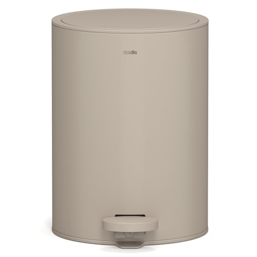 stardis 3 Liter Treteimer Edelstahl matt Softclose Klappdeckel leise schließend Inneneimer Mülleimer Abfalleimer Badeimer taupe beige