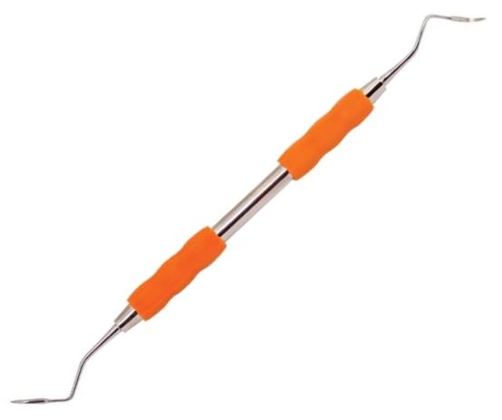 AmeriCan Goods Dental Scaler 204S with Silicone Color-Coded Grips Professional Autoclavable Double-Ended Orange Silicone Gripped Handle