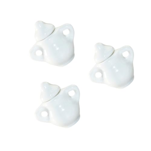 TEHAUX 3個 ミニチュア製シュガーポット ドールハウスキッチン用白色模型 素材使用 マイクロランドスケープや撮影小道具にも