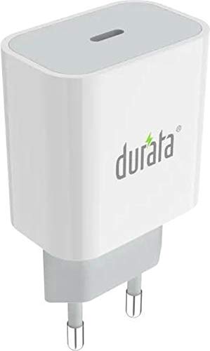Adapter Durata DR-75 z portem PD 18 W 3,0 A szybka ładowarka z pojedynczym portem 18 W + kabel USB-C na Lightning – ładowarka Power Delivery – kompatybilna z kompatybilną z Apple kompatybilna z iPhone