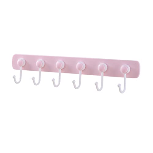 MUCKLILY Adhesive Wall Mounted Hooks Hook Hanger for Towel Hat and Kitchenware Organization No Drilling Needed Seamless Rear Door Storage Pink