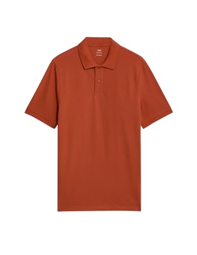 Image of Marks & Spencer Pure Cotton Pique Polo Shirt Burnt Orange