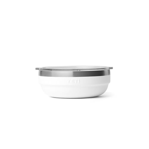 Image of YETI Rambler Low Bowl, Vacuum Insulated, Stackable and Nestable Stainless Steel Bowl with Lid, 0.7 Quart, White