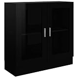 vidaXL Vitrinenschrank Bücherschrank Aktenschrank Büroschrank Vitrine Schrank Bücherregal Sideboard Hochglanz-Schwarz 82,5x30,5x80cm Holzwerkstoff