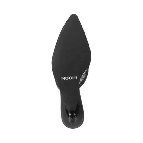 Image of Mochi Women's Mesh Leather Kitten Heel Fashion Slip-on Mules