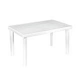 THINIA HOME Mesa de Resina Rectangular Terra Blanca 127x76x72cm