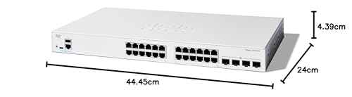 Cisco Catalyst 1300-24T-4X Managed Switch, 24 Port GE, 4x10GE SFP+, Limited Lifetime Protection (C1300-24T-4X)