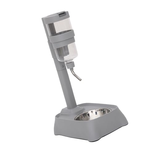 Montesy Portable Adjustable Pet Water Dispenser And Food Bowl For Small Animals With Large Capacity Gray