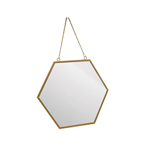 Miroir mural hexagonal en métal noir suspendu sans perçage pour salle de bain - 2