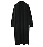 Deepsko Cardigan Long en Cachemire Décontracté pour Femme, Manteau Rétro Ample, Couleur Unie Black S