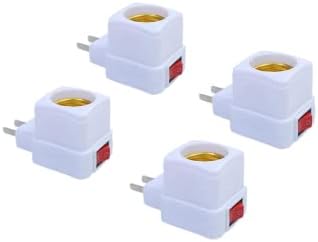 E26/E27 Socket Extension Adapter with Switch,Plug-in Light Socket,Convert Outlet to Light Bulb Socket,Standard Maximum Wattage 60W (4PACK)