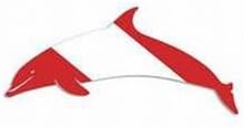 New Diver Down Flag Die Cut Sticker Decal for Your Boat, Tanks or Auto - Dolphin