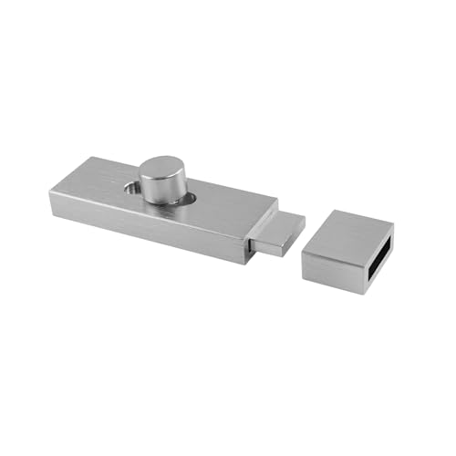 Image of Keypak Modern Wide Door Bolt 75mm Satin Nickel - Heavy Duty Slide Barrel Lock Latch for Internal Doors, Toilets, Bathrooms, Gates, Sheds - Compact Security Lock for Shed, Room, Gate or Toilet