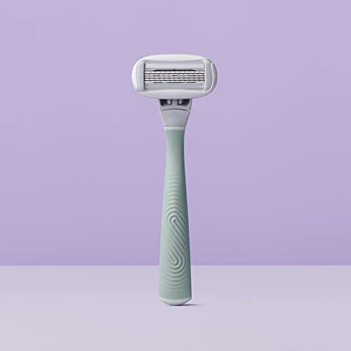 Cekaso Flamingo Razor Women Shave Set With 1 Razor Handle, 2 Five-Blade Cartridges, 1 Foaming Shave Gel (1Oz), Shower Holder (Sage) #TOP1