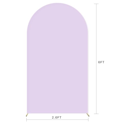 Image of MLMC 6FT Lilac Arch Backdrop Cover Fitted Spandex Backdrop Stand Cover Stretchy Round Top Chiara Arch Cover for Baby Shower Birthday Party Wedding Ceremony Photography Background Decor 6x2.6FT