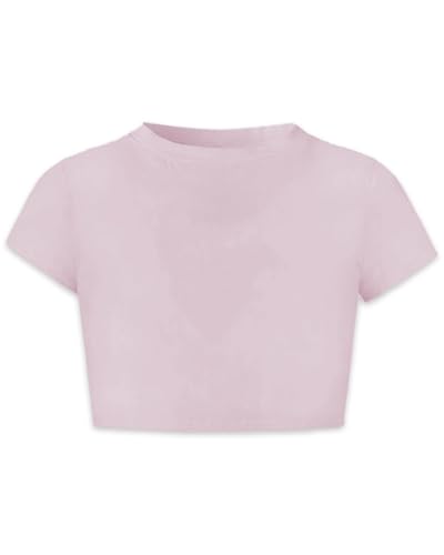 Image of Betusline Girls & Women Basic Summer Short Sleeve Slim Fit T-Shirts Soft Crewneck Crop Y2k Tee Cute Gym Fashion Clothes