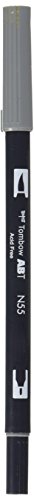 Tombow ABT N55 feutre pinceau double pointe gris pour calligraphie et dessin