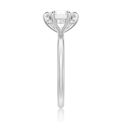 MSBLUE® 1ct Moissanite Engagement Ring, Solitaire Round Cut with Hidden Halo, 14K Gold Vermeil with Rhodium Finish3