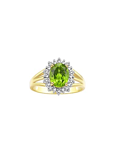 Image of Rylos Women's Yellow Gold Plated Silver Princess Diana Ring & Pendant Set. Gemstone & Diamonds, 9X7MM Birthstone. Matching Friendship Jewelry, Sizes 5-10.