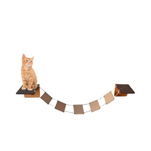 Ponte Suspensa para Gatos – Playground de Parede com Carpete e Arranhador em MDF 4mm