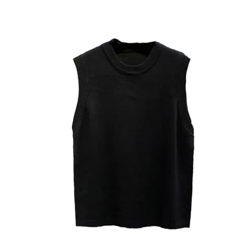 Man Business Crewneck Waistcoat Knitted Sweaters for Men Sleeveless Round Collar Solid Color Vest