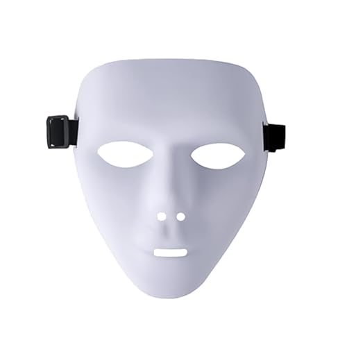 RmKbe Hip Hop Mask Full Face Horror Mask Halloween Mask Street Dance Ghost Step Mask Halloween Masquerade Cosplay Costume Props for Adults (White)