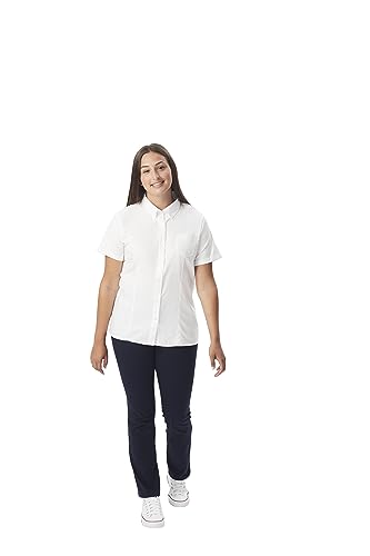 French Toast Women's Oxford Button-Down Collar Blouse with Short Sleeves