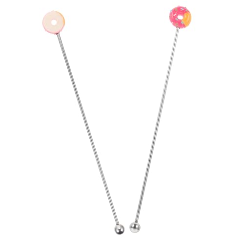 MUCKLILY 2Pcs Stainless Steel Drink Stirrer Reusable Cocktail Mixing Sticks Smooth and for Coffee Cocktails and More Effortless Stirring Experience