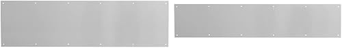 Prime-Line J 4620 - Placa de puerta de 10 x 34 pulgadas, aluminio satinado y placa de patada de puerta Prime-Line MP4837, 6 x 34 pulgadas, aluminio