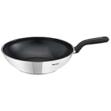 Apto para lavavajillas. Tefal G7261944 Comfort MAX Wok Antiadherente de Acero Inoxidable, 28 cm - Plata