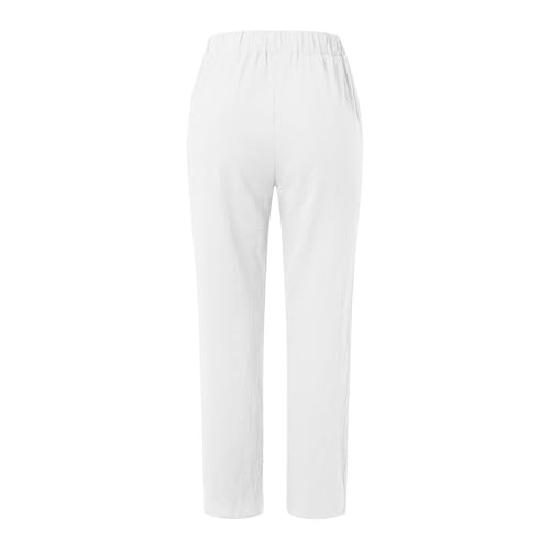 2025 Cotton Linen Pant for Women Spring Summer Casual Boho Beach Pants Lightweight Wide Leg High Waisted Trousers3