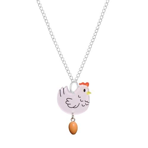 POYAMUSE Funny Chicken Necklace Acrylic Egg Pendant Jewelry Farm Animal Gift for Women-chick ne
